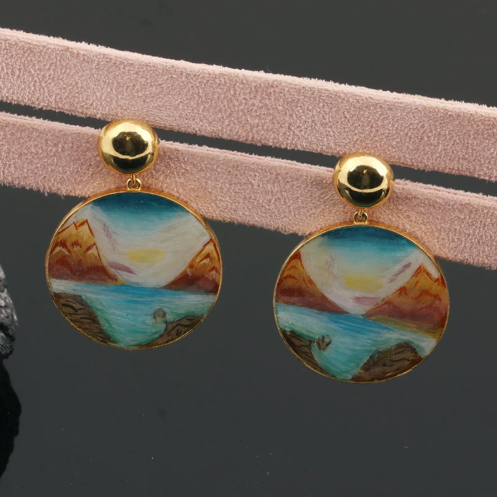 Lab Grown Onyx Pear Earrings — Solid 18K Gold - view 5