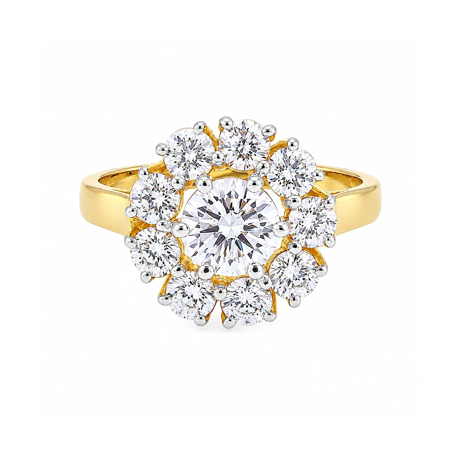 IGI Certified Lab Grown Diamond Round-Cut Halo Solitaire Ring, 2 Ct, VVS/E — 14K/18K Solid Gold