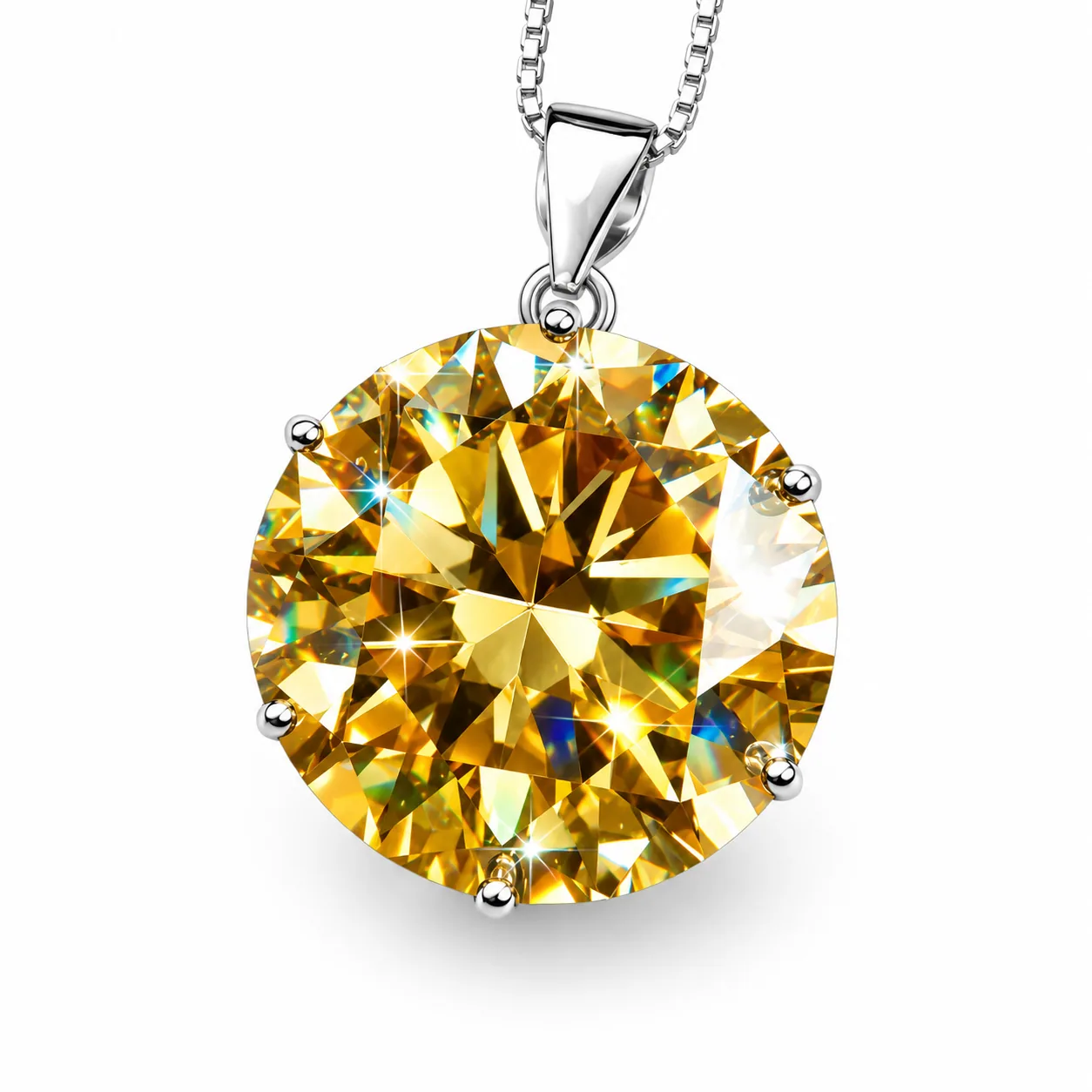 9.80 ct DEW Champagne Moissanite Pendant in Gold Vermeil