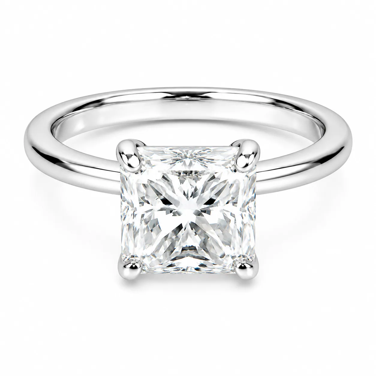Certified 5.2ct VS1/Radiant Cut/White Moissanite Ring 18K Gold Plated