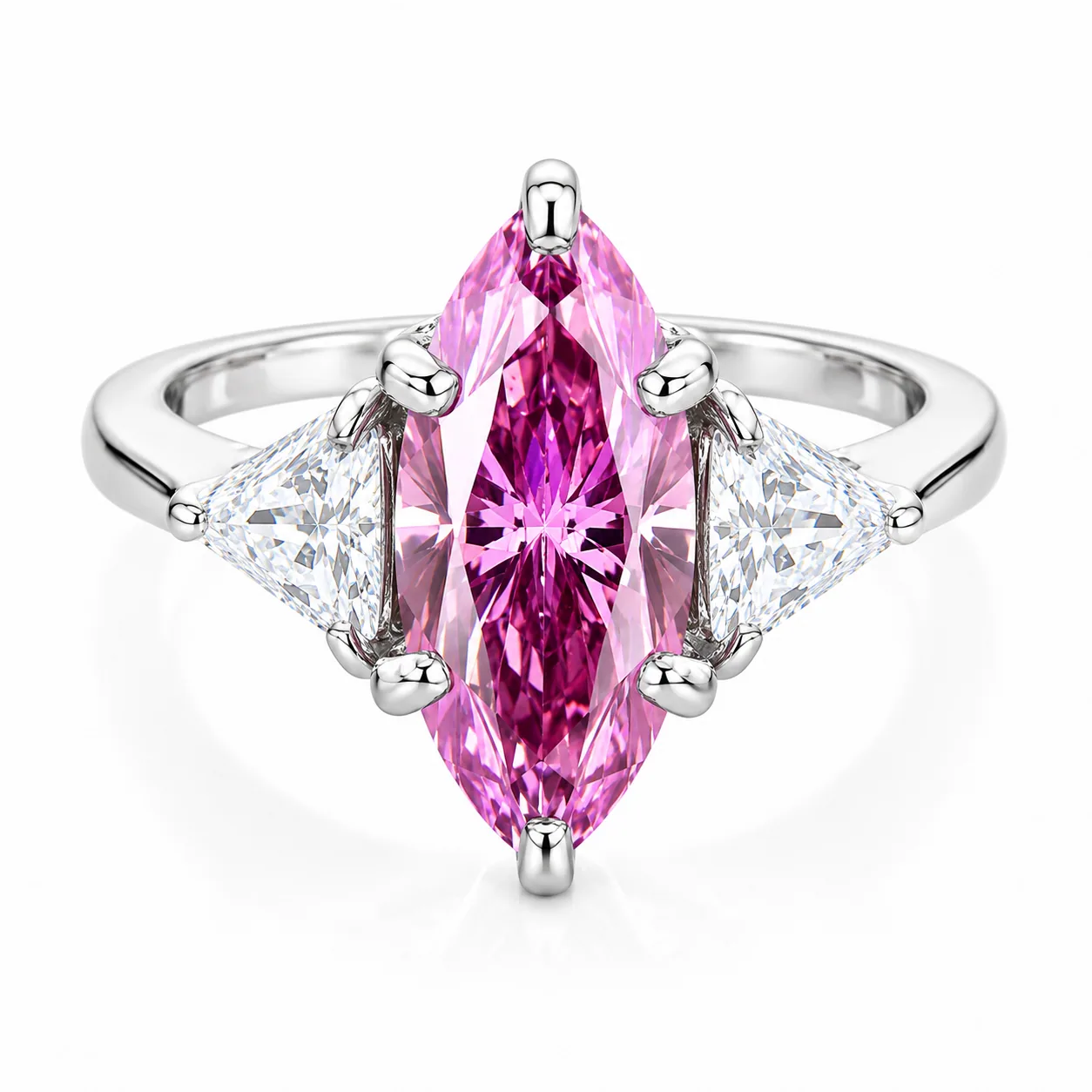 2.7ct VVS1 Pink Moissanite Ring Certified Gift Idea For Her 18K Gold Plated