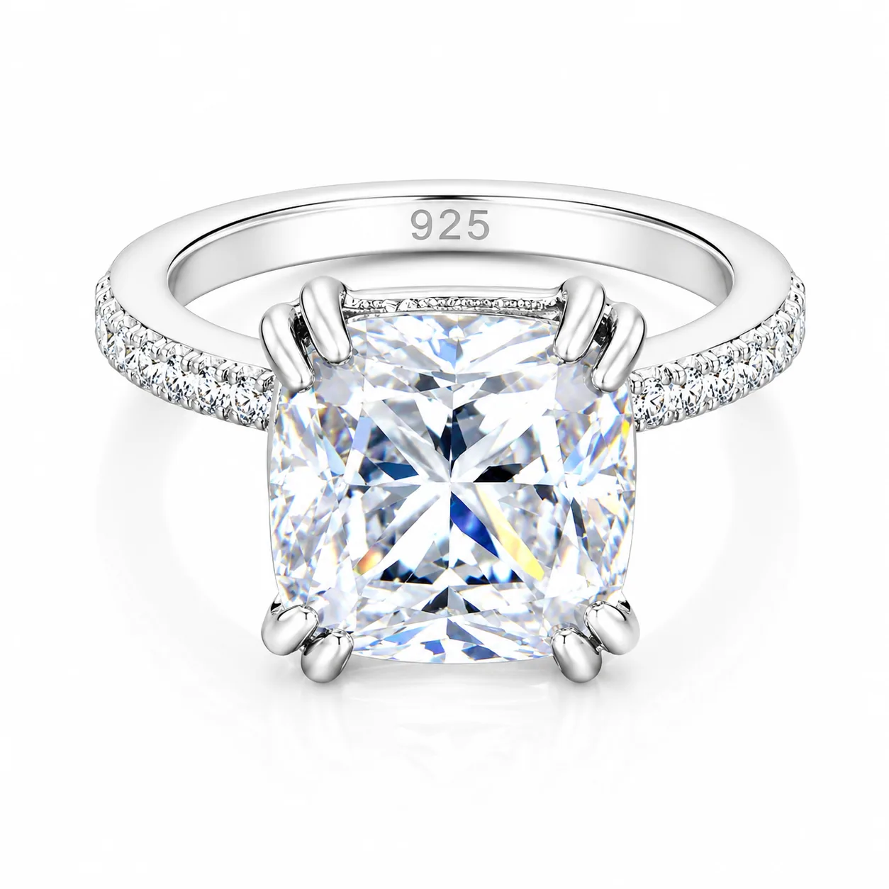 6.75ct White Moissanite Ring VS1 Certified For Christmas 18K Gold Plated