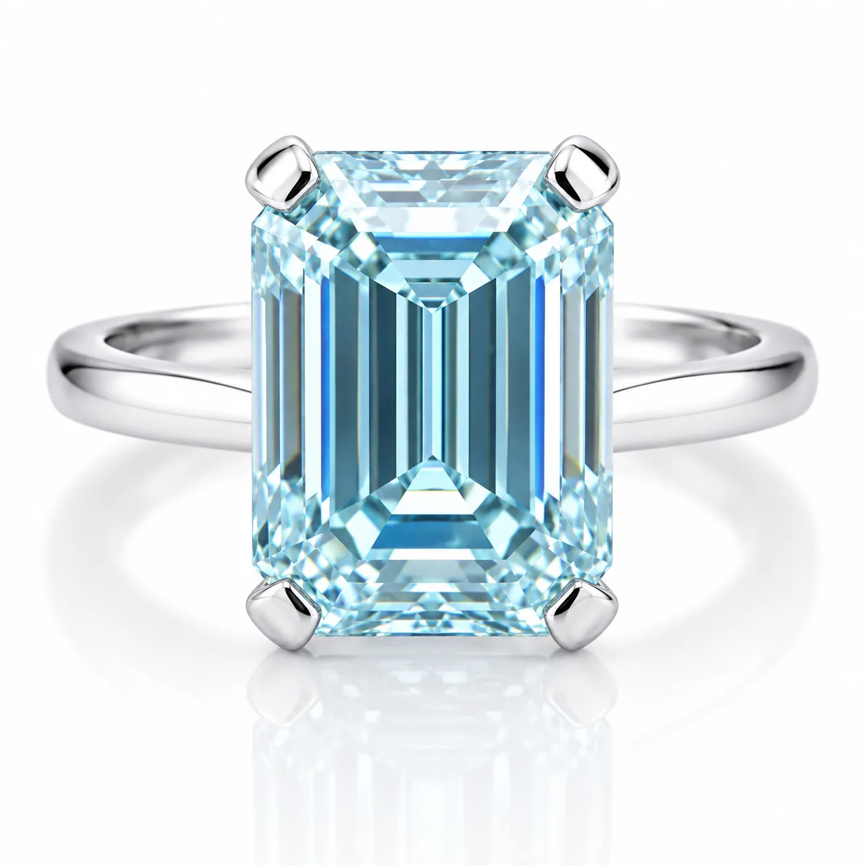 6.7ct Certified VS1 Blue Moissanite Solitaire Ring Gift 18K Gold Plated