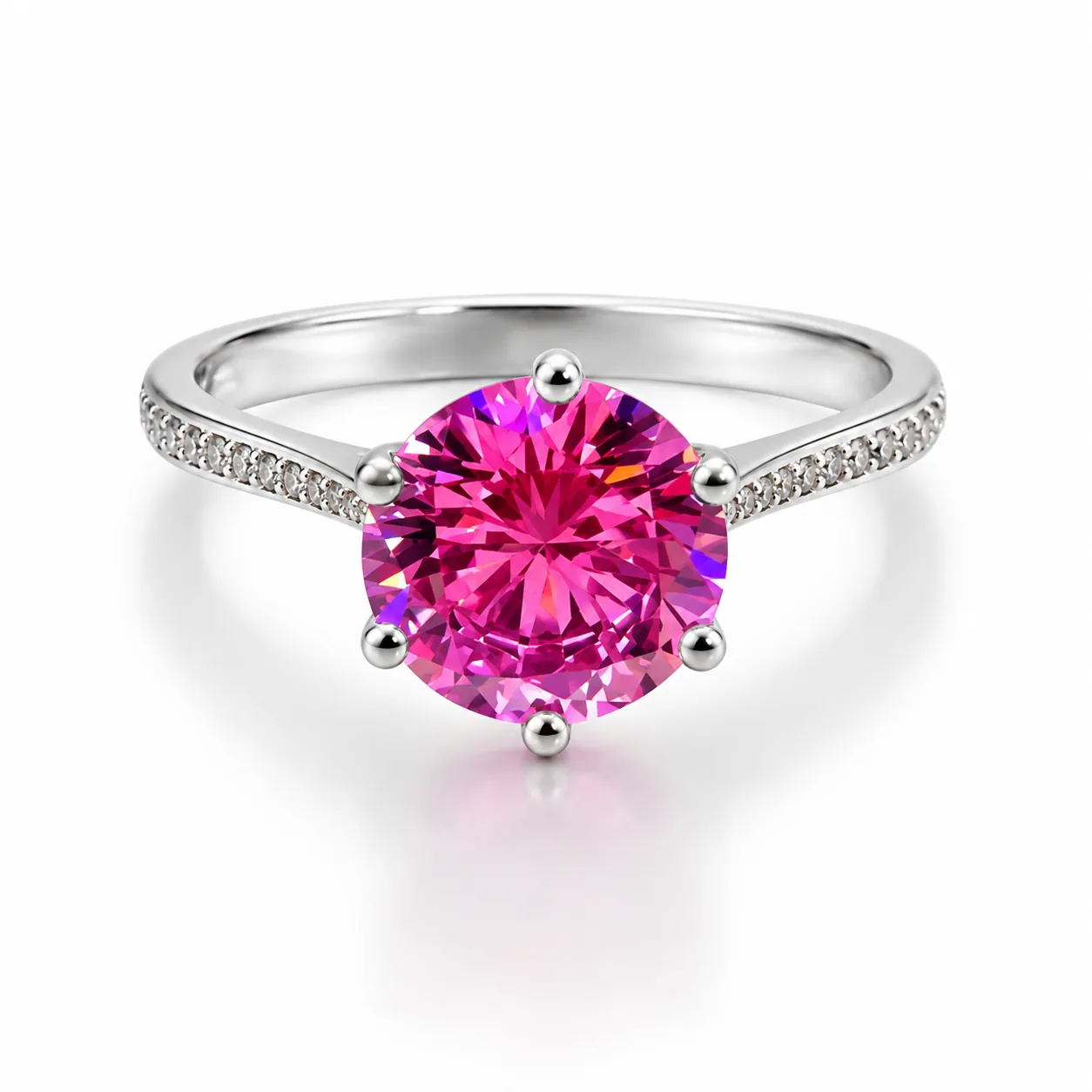 1.50 ct DEW Certified Pink Moissanite Ring – Engagement Jewelry – 18K Gold Vermeil