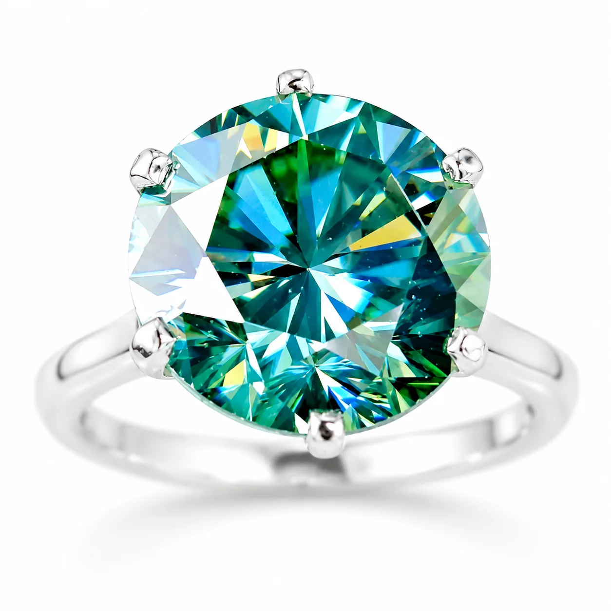 10 ct DEW Certified Blue Round Moissanite Solitaire Ring – Xmas Surprise – 18K Gold Vermeil