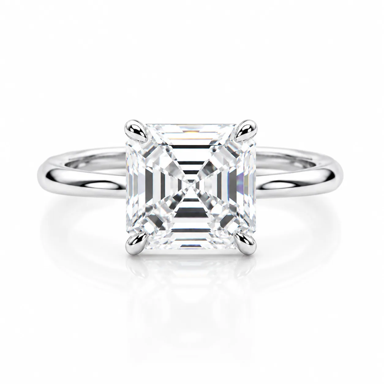 4.9ct DEW White Moissanite Asscher Solitaire Ring