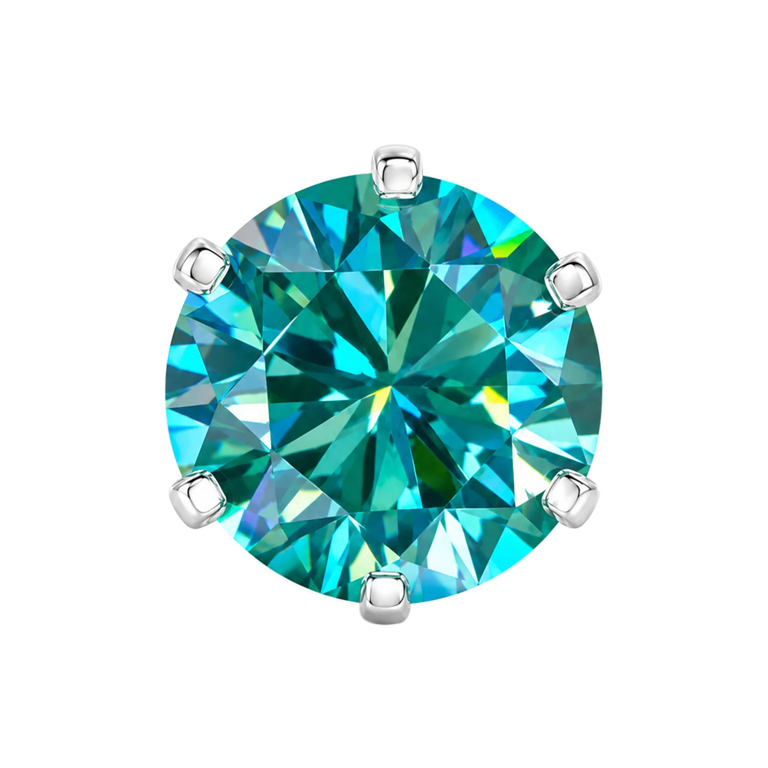17.2ct DEW Blue Moissanite Round Solitaire Ring