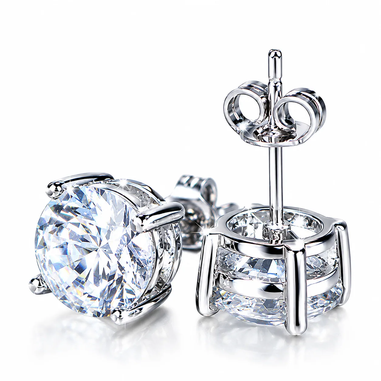 4.20ct DEW White Moissanite Round Stud Earrings