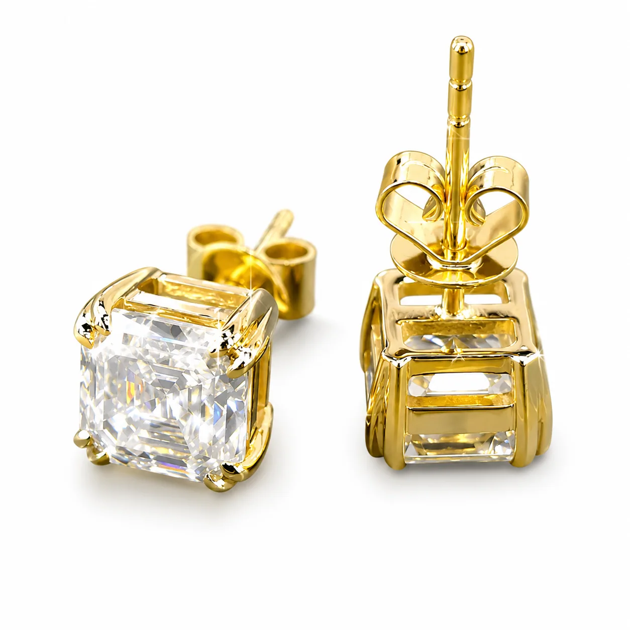 5.20ct DEW White Moissanite Square Cut Stud Earrings