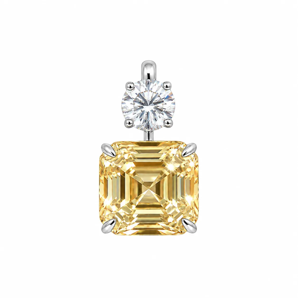 5.00 ct DEW Champagne Moissanite Solitaire Pendant in Gold Vermeil