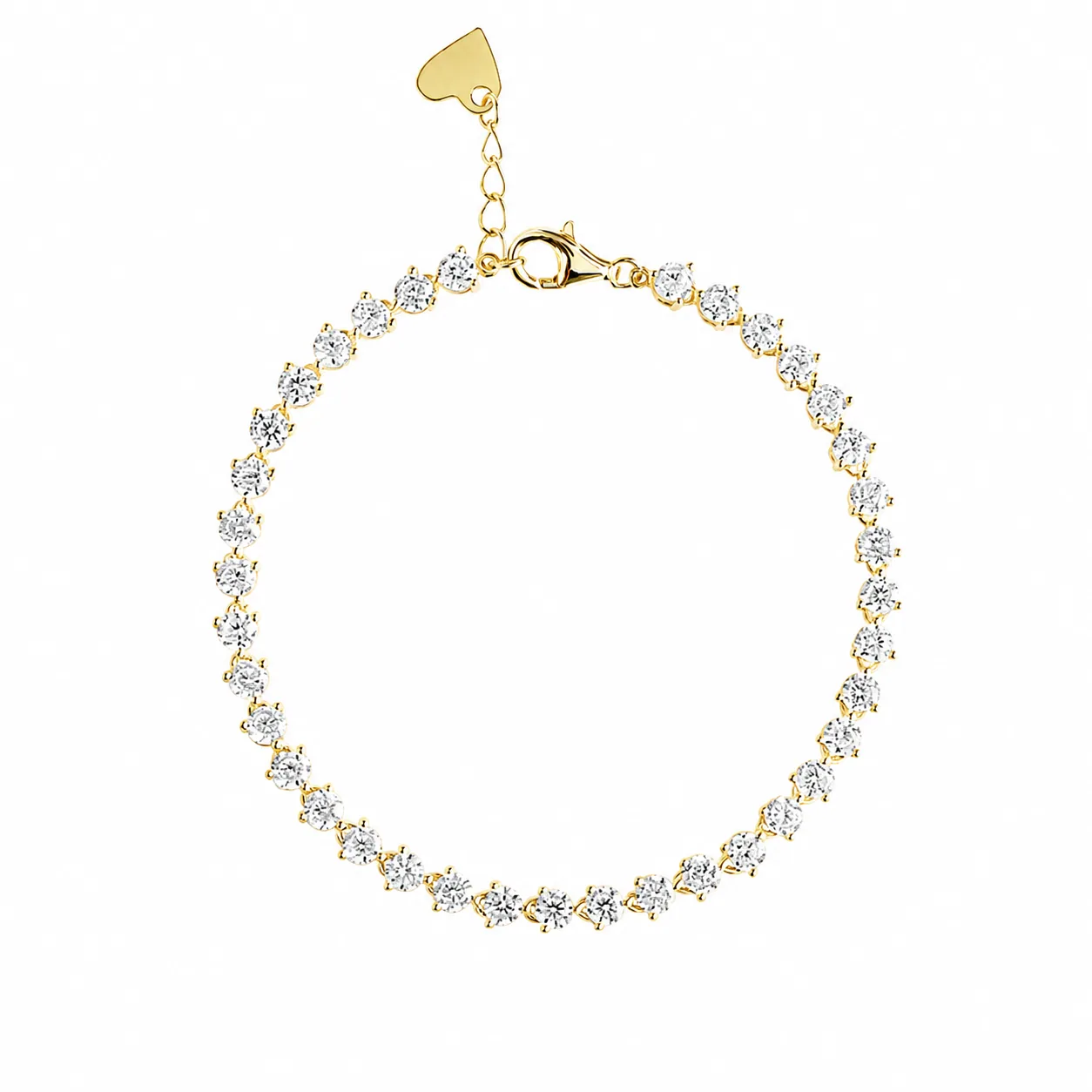 Valentine Special 3Ct Round IGI Natural Diamond Tennis Bracelet 14k Yellow Gold