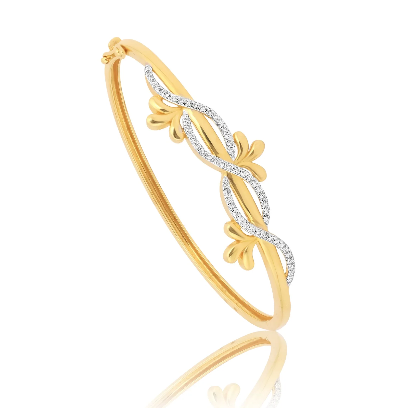 0.55ct Natural Diamond Infinity Leaf Bangle