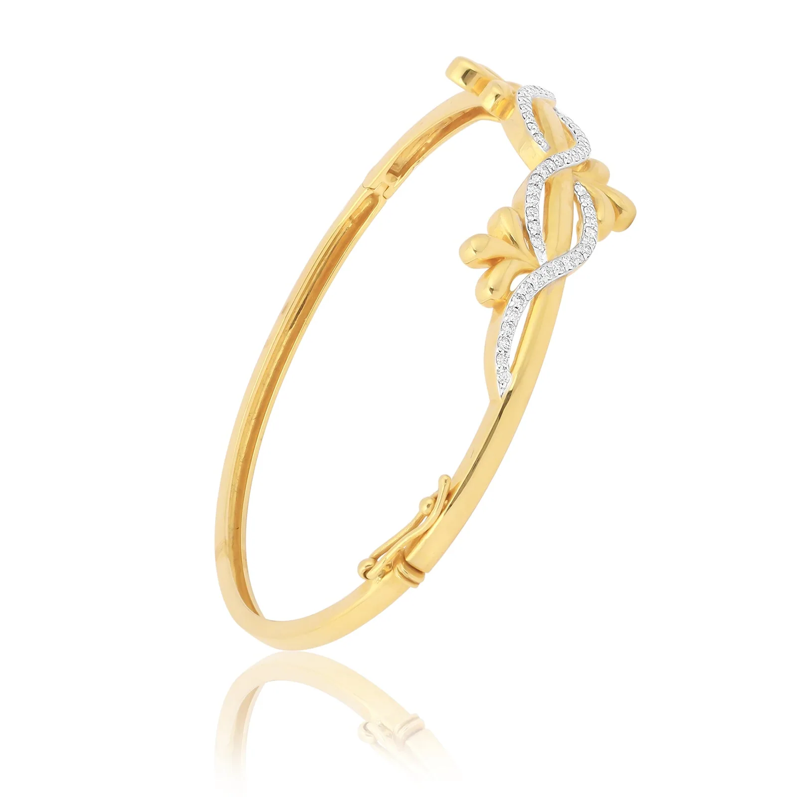 0.55ct Natural Diamond Infinity Leaf Bangle - view 2