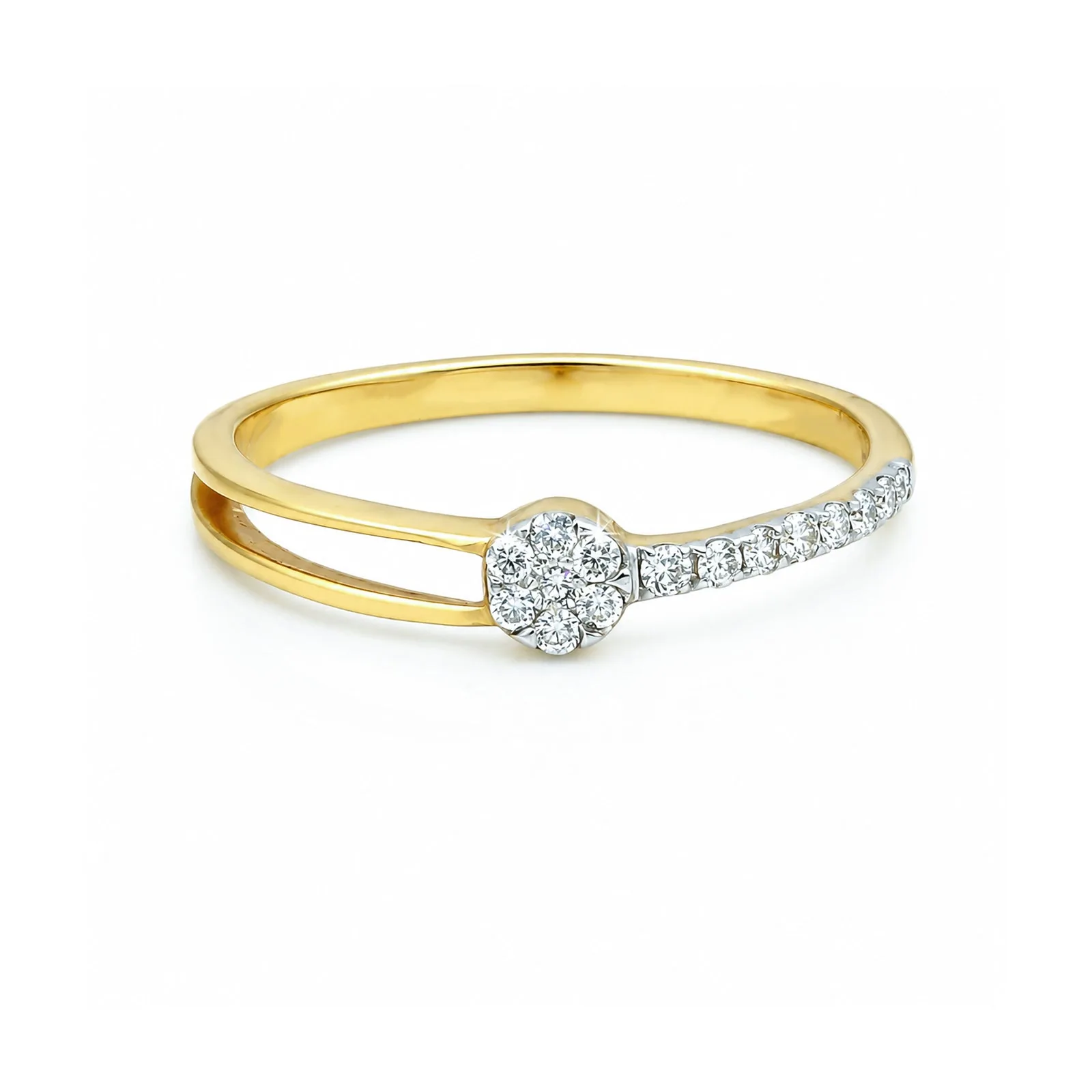 0.17 Ct. IGI Certified Natural Diamond 18k Yellow Gold Floral Design Ring