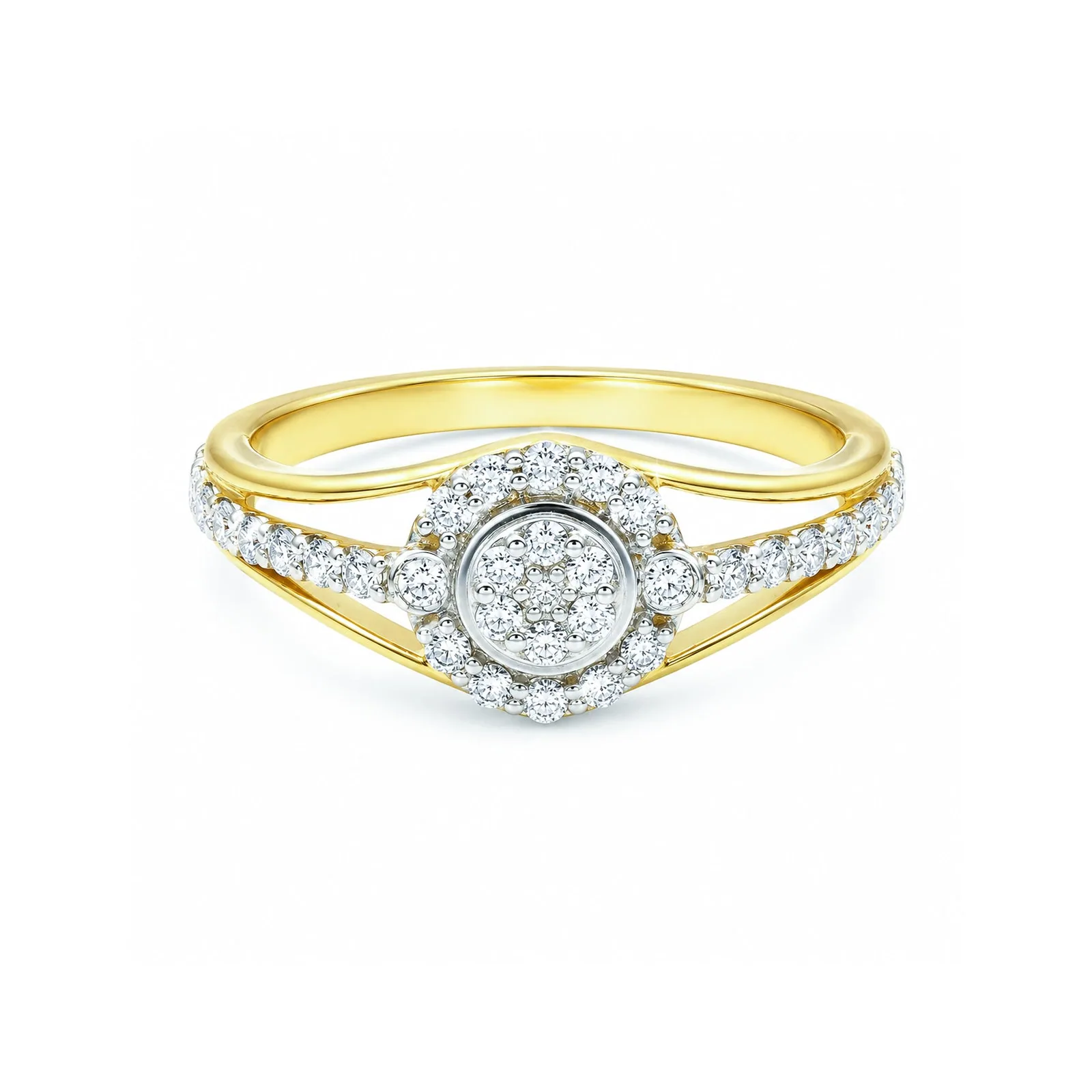0.41 Ct. IGI Natural Diamond Floral Halo Ring in 18K Yellow Gold for Women Gift