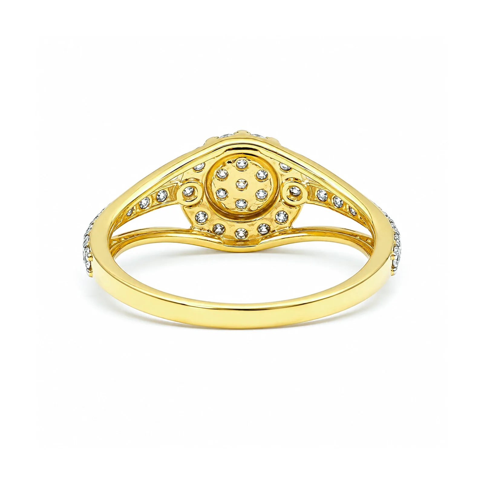 0.41 Ct. IGI Natural Diamond Floral Halo Ring in 18K Yellow Gold for Women Gift - view 4