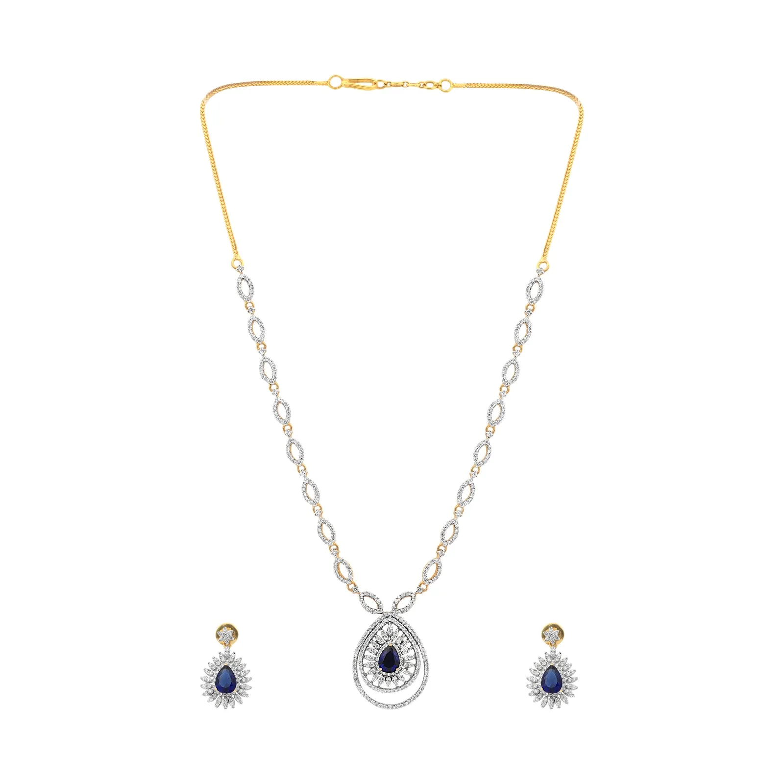 2.95 Ct. IGI Certified Natural Diamond Necklace Set 18K Yellow Gold Earrings