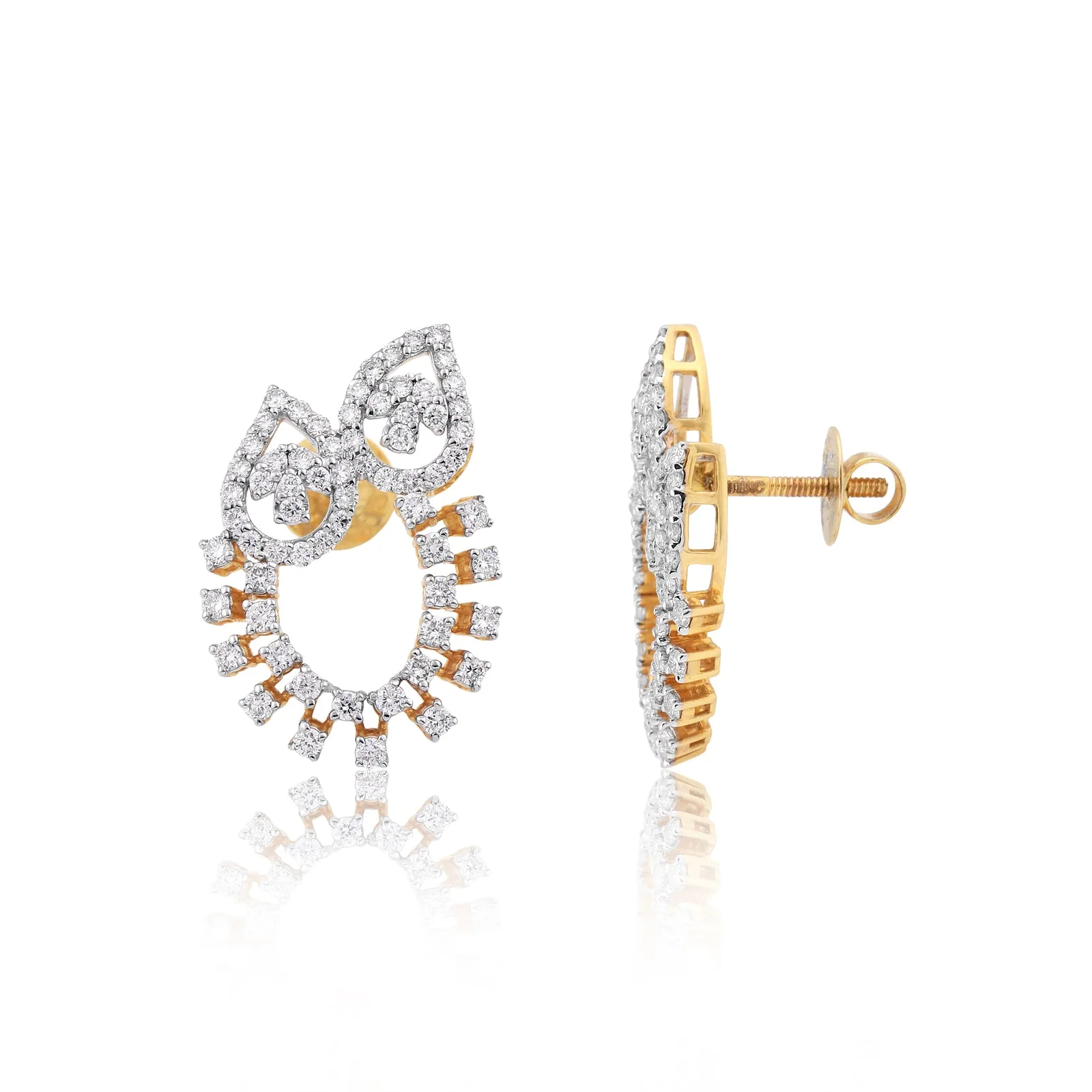 1.05 Ct Natural 18KT Gold Stud Earrings Diamond earrings for girls - view 2