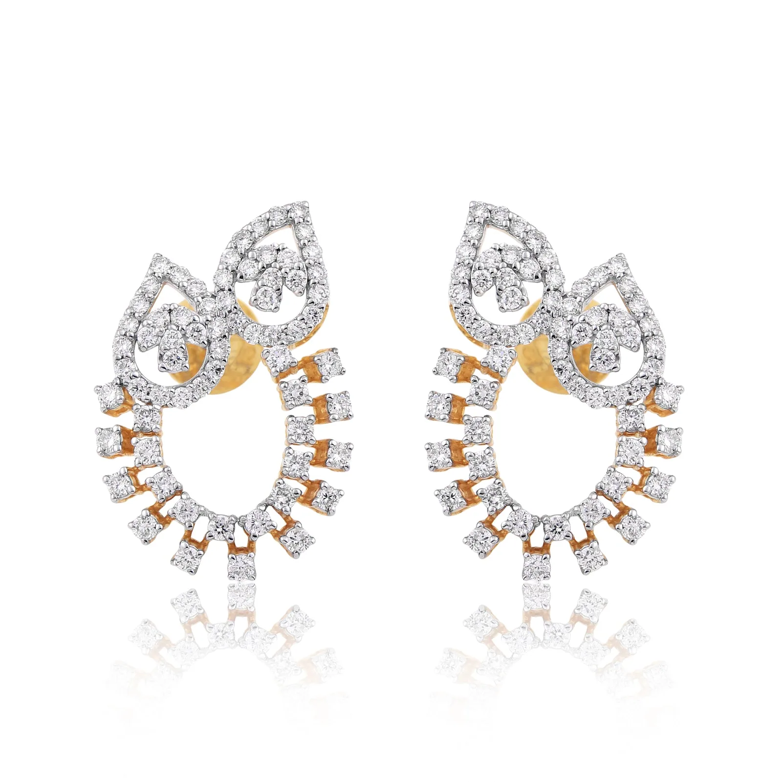 1.05 Ct Natural 18KT Gold Stud Earrings Diamond earrings for girls