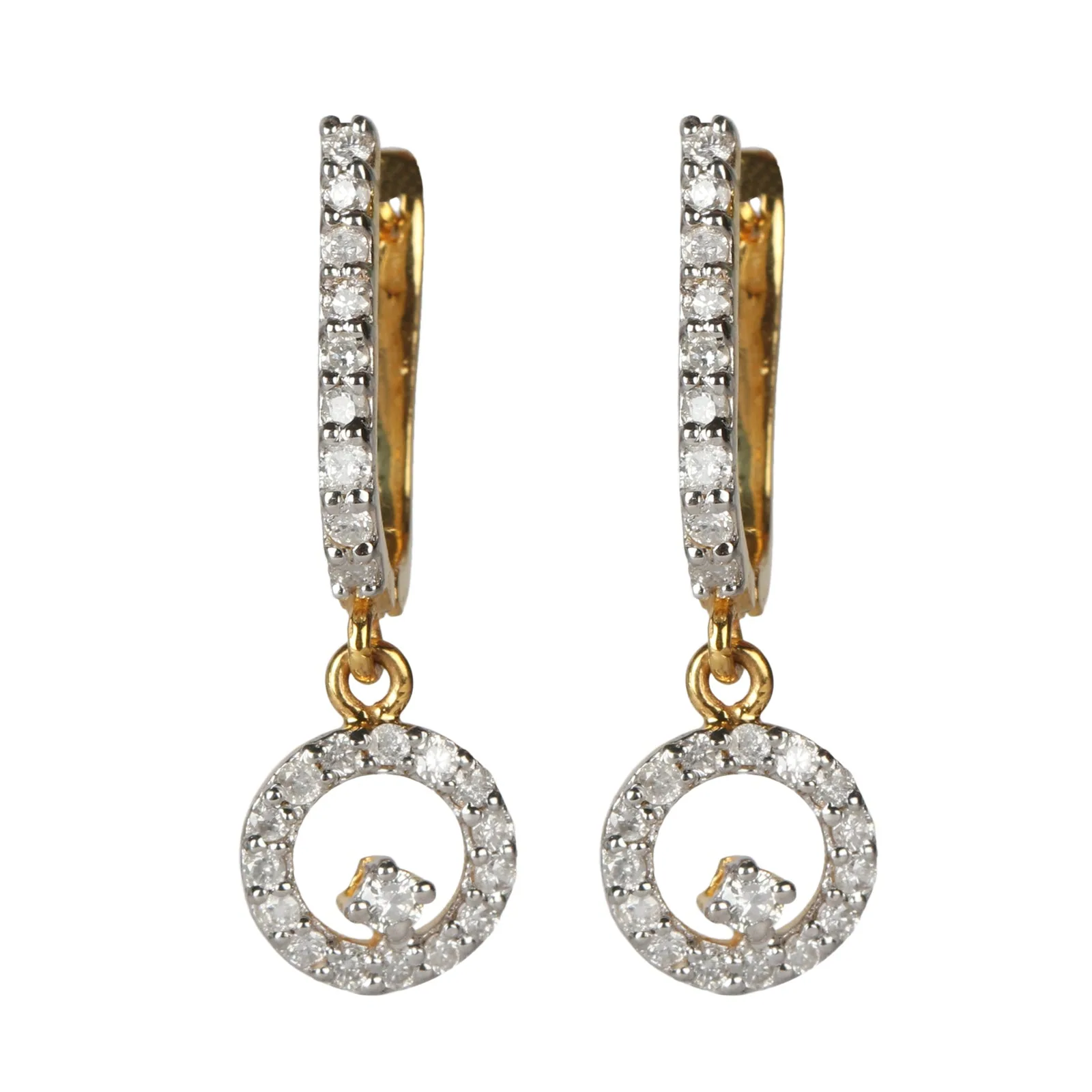 18K Yellow Gold Vermeil Earrings Dangle & Drop with IGI Certified Diamonds 0.53 Ct.