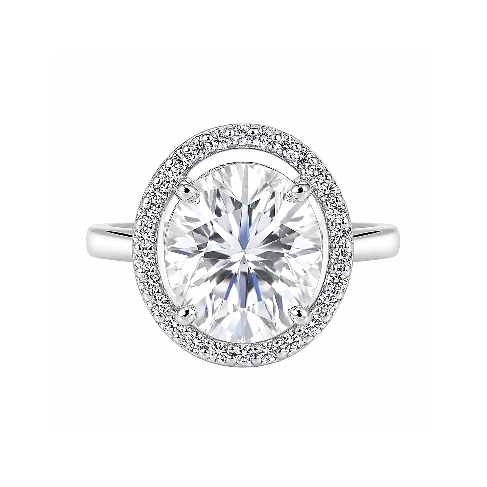 3.45 ct DEW Certified White Moissanite Ring for Women – Jewelry Gift – 18K Gold Vermeil