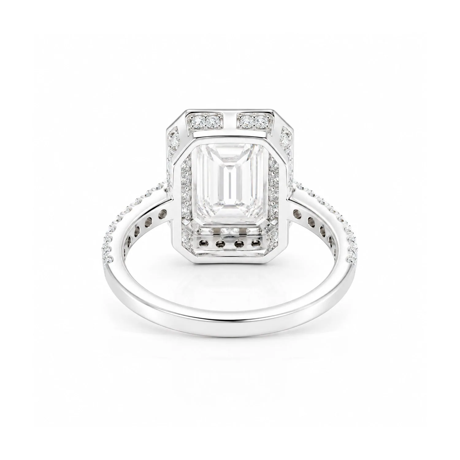 4.5ct DEW White Moissanite Emerald Solitaire Ring - view 4