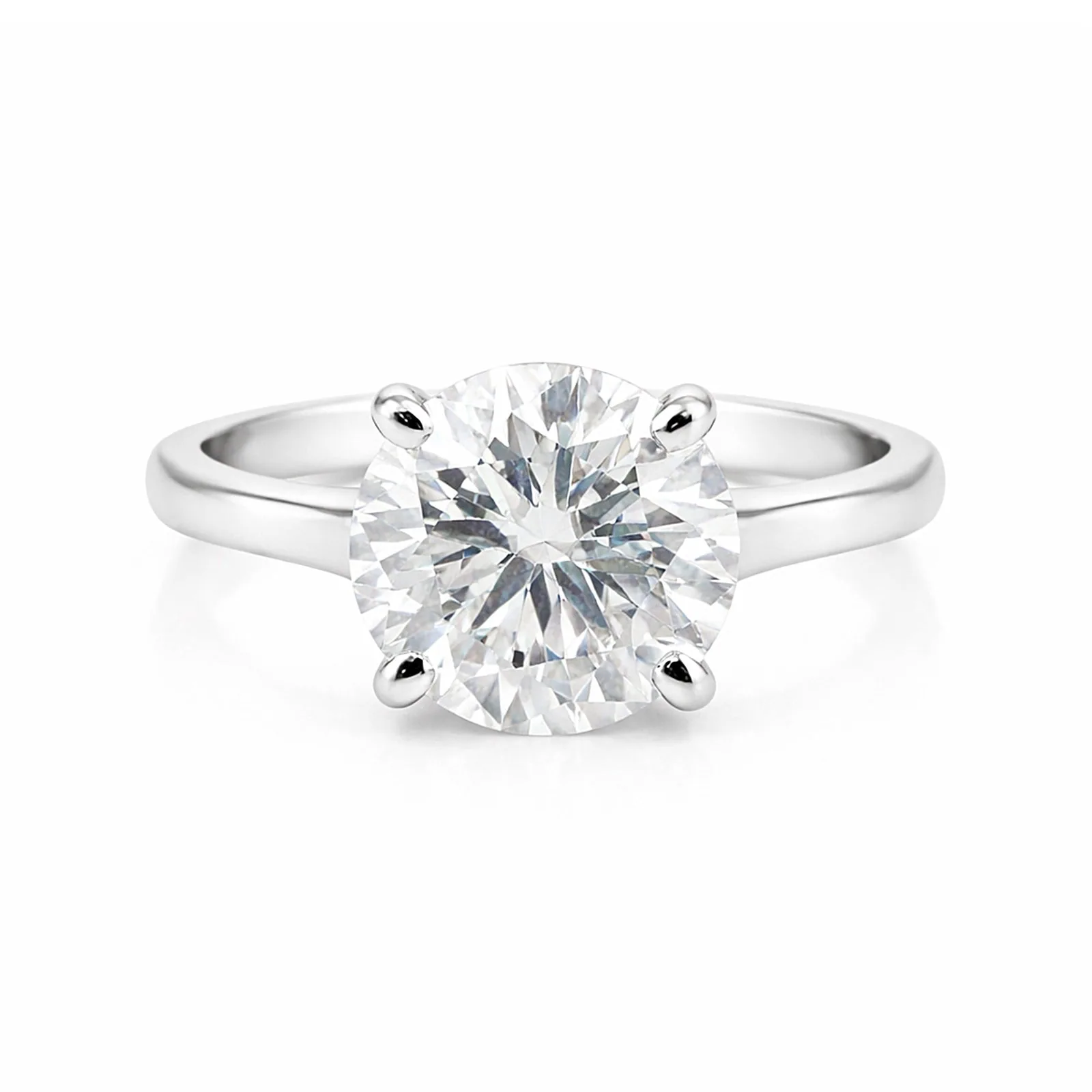4.00 Ct Round Cut Moissanite Ring — VS1 Clarity, 18k Gold Vermeil