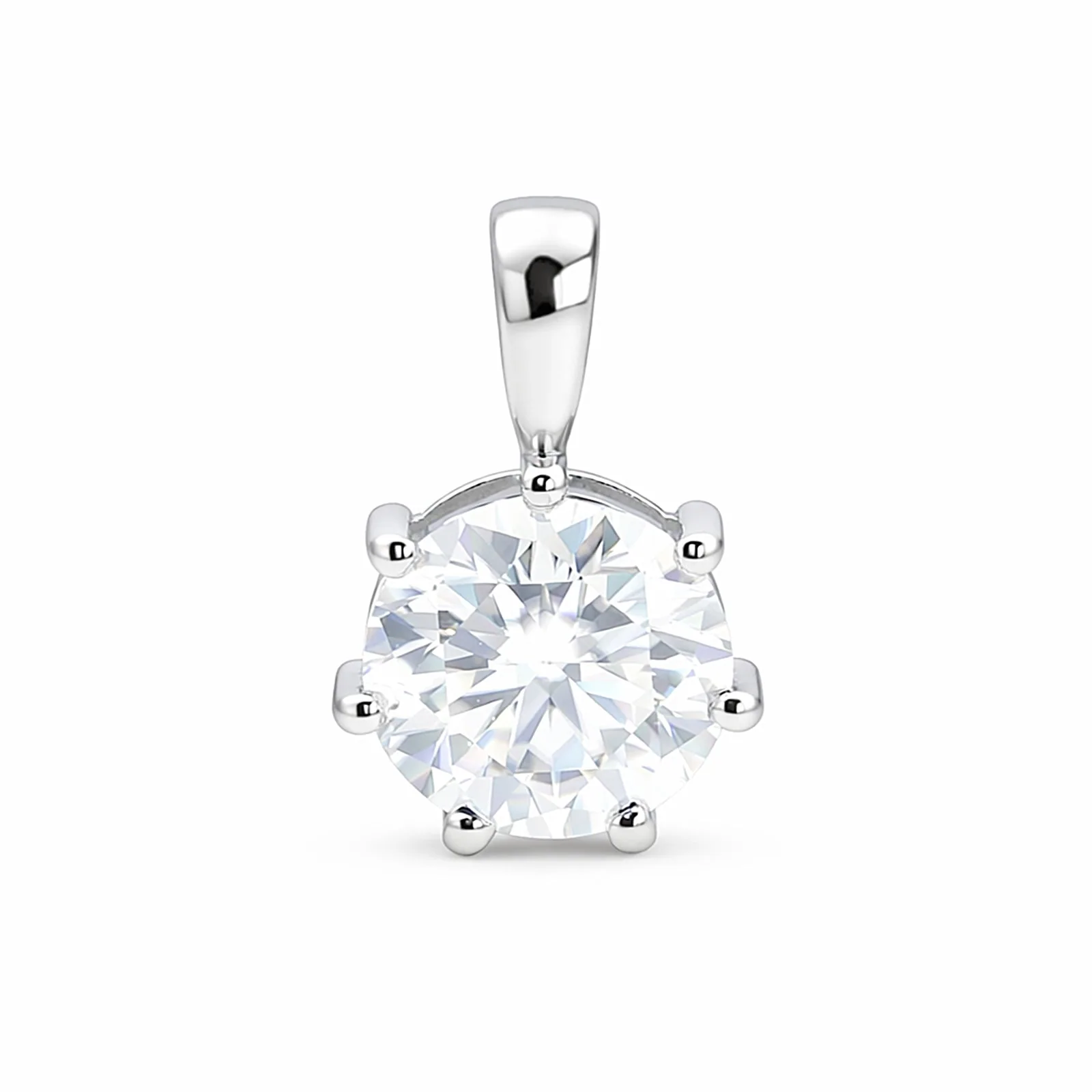 3.45 ct DEW Round Certified White Moissanite Pendant In Vermeil 925 Silver Jewelry