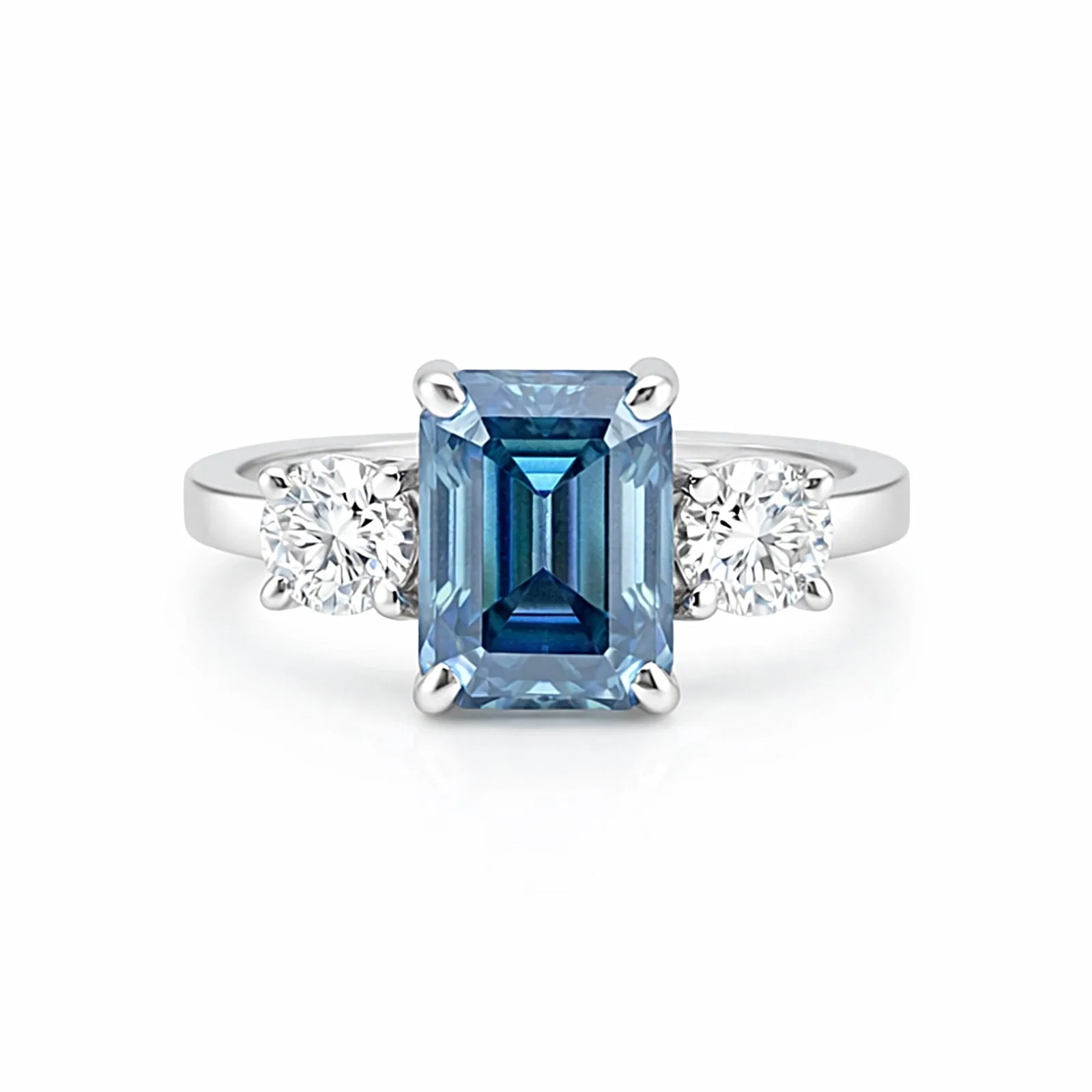 2.50 Ct Cushion Cut Blue Moissanite Ring — VS1 Clarity, 18k Gold Vermeil