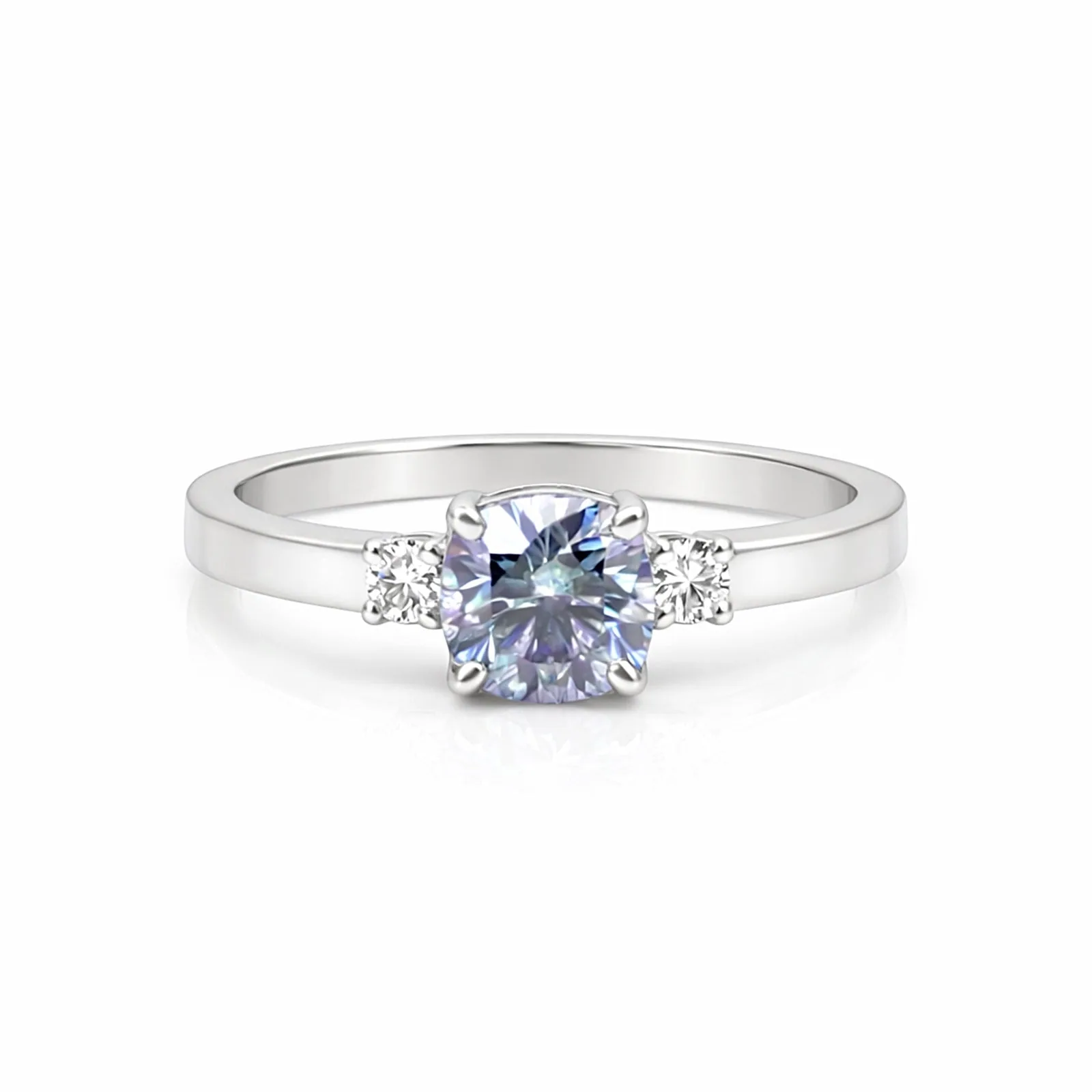 2.60 Ct Emerald Cut Blue Moissanite Ring — VS1 Clarity, 18k Gold Vermeil