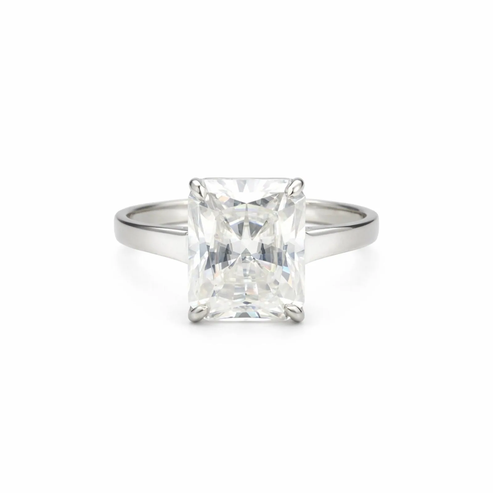 3.00 Ct Emerald Cut Moissanite Ring — VS1 Clarity, 18k Gold Vermeil