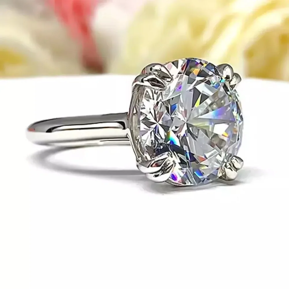 6.65 ct DEW Certified Round Cut White Moissanite Solitaire Ring Gold Vermeil - view 4
