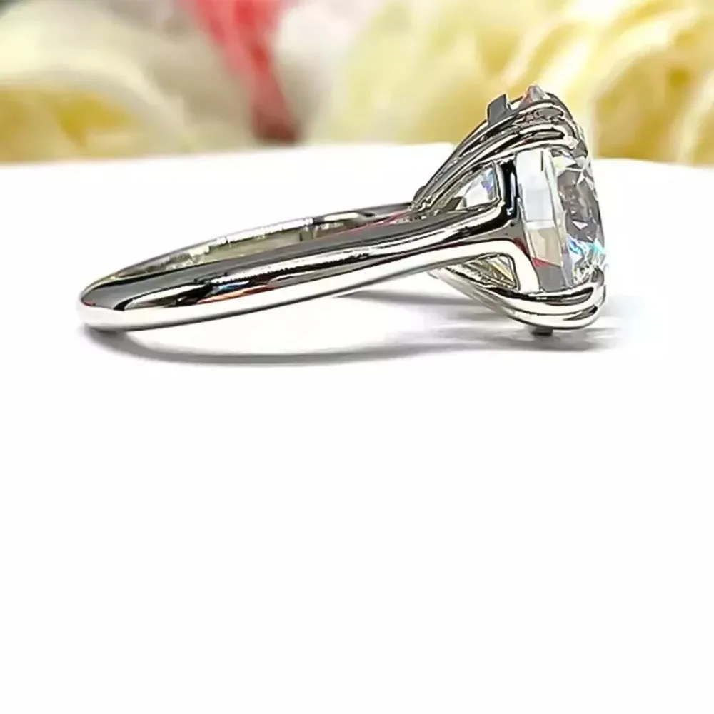 6.65 ct DEW Certified Round Cut White Moissanite Solitaire Ring Gold Vermeil - view 5
