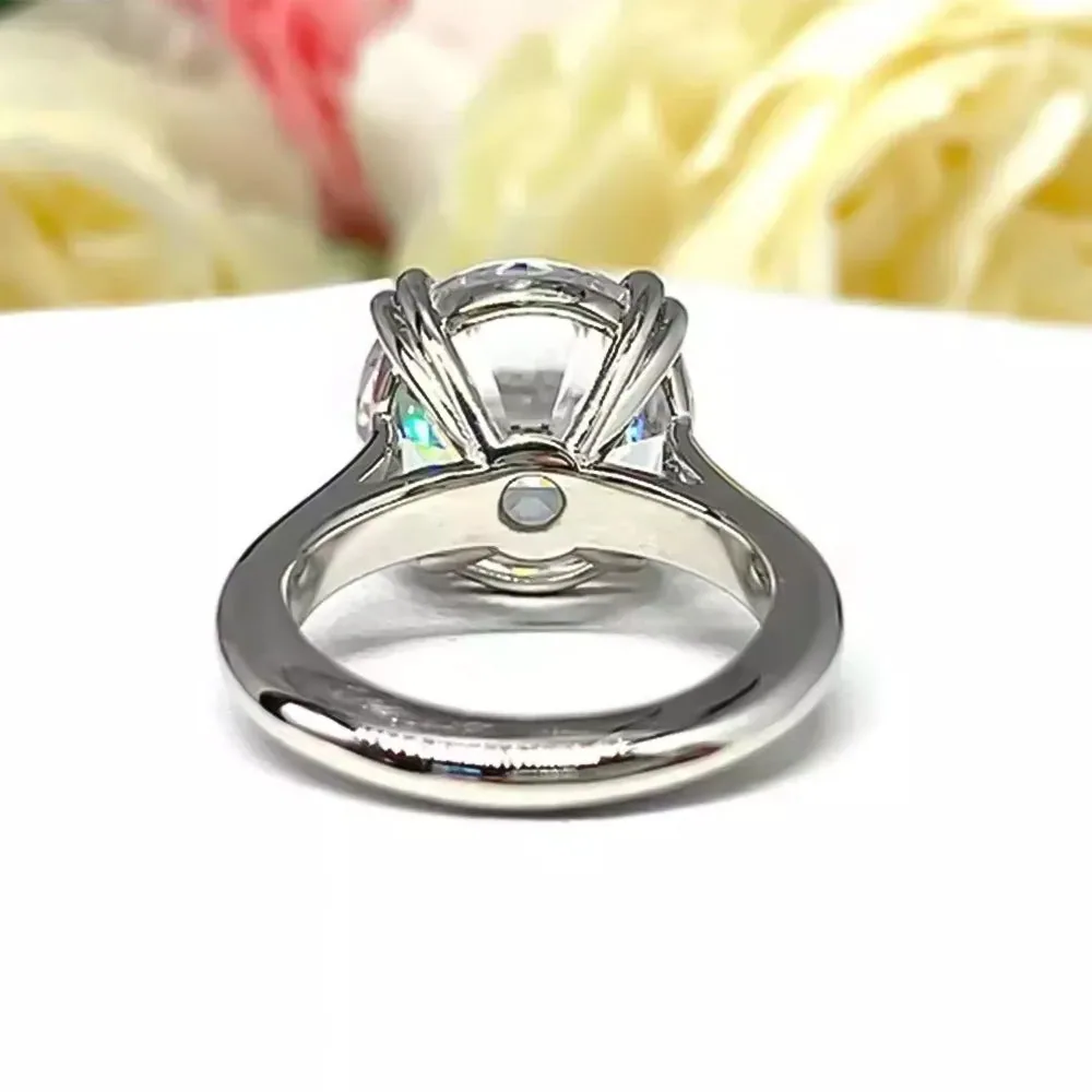 6.65 ct DEW Certified Round Cut White Moissanite Solitaire Ring Gold Vermeil - view 6
