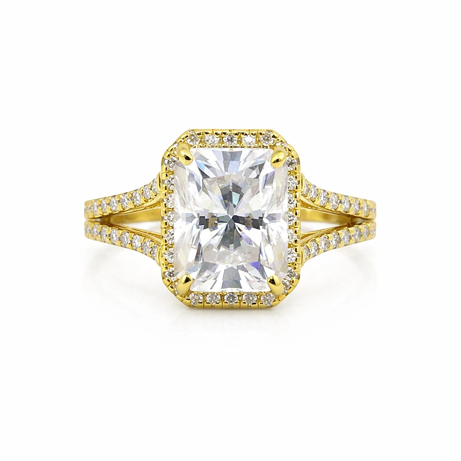 5 Ct Emerald Cut Moissanite Ring — VS1 Clarity, 18k Yellow Gold Vermeil