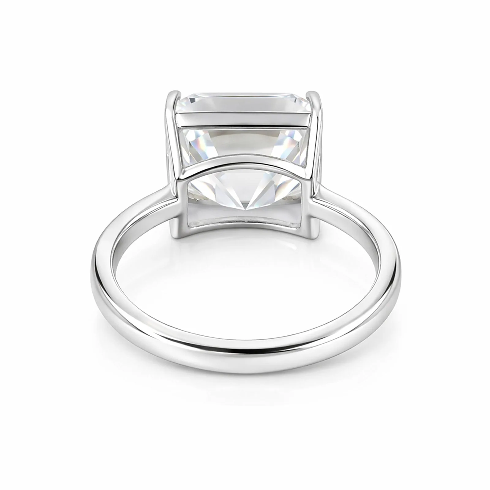 Certified 16.10 ct DEW Radiant Cut White Moissanite Solitaire Ring In Gold Vermeil - view 5