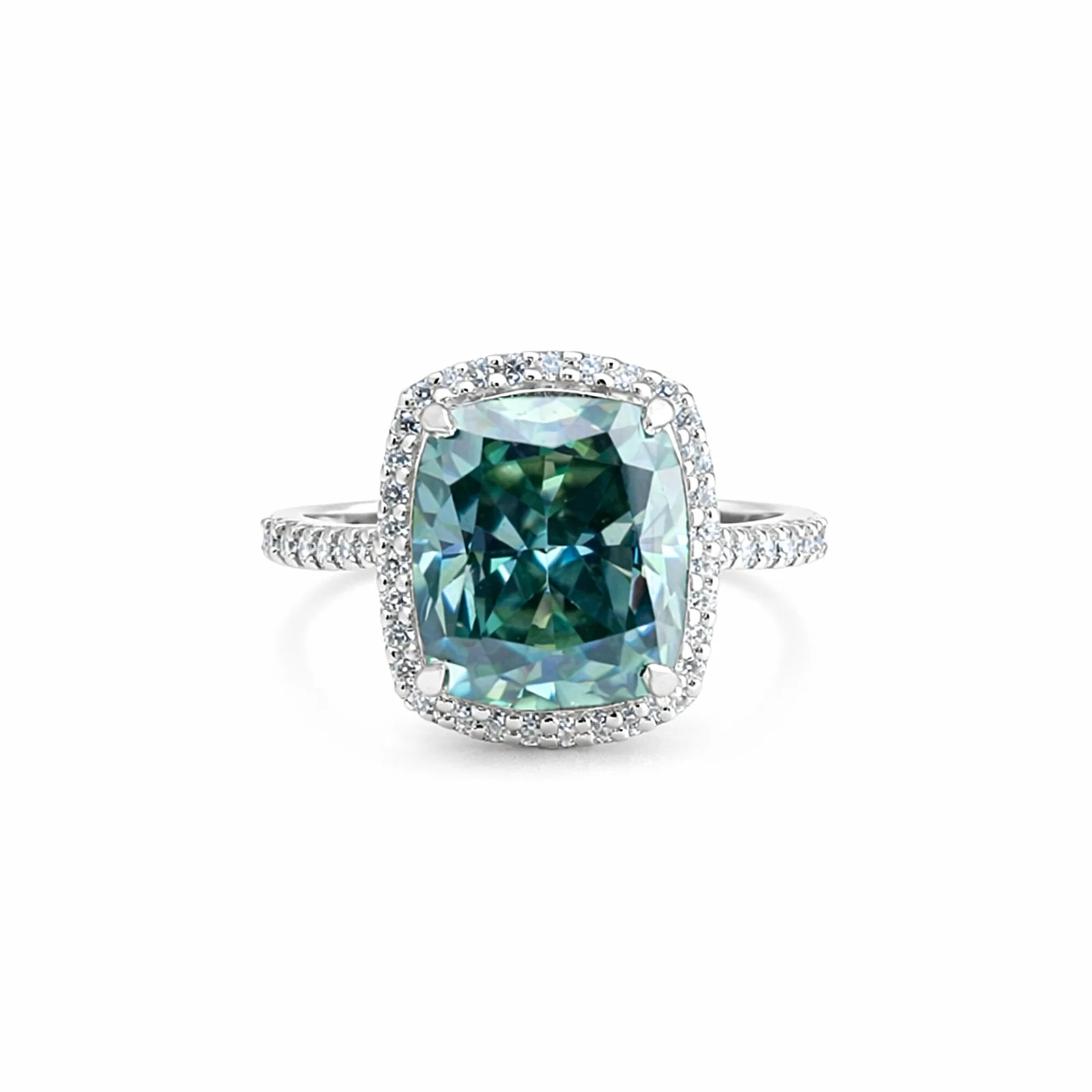 10.10 ct DEW Oval Cut Blue Moissanite Cushion Cut Solitaire Ring Gold Vermeil
