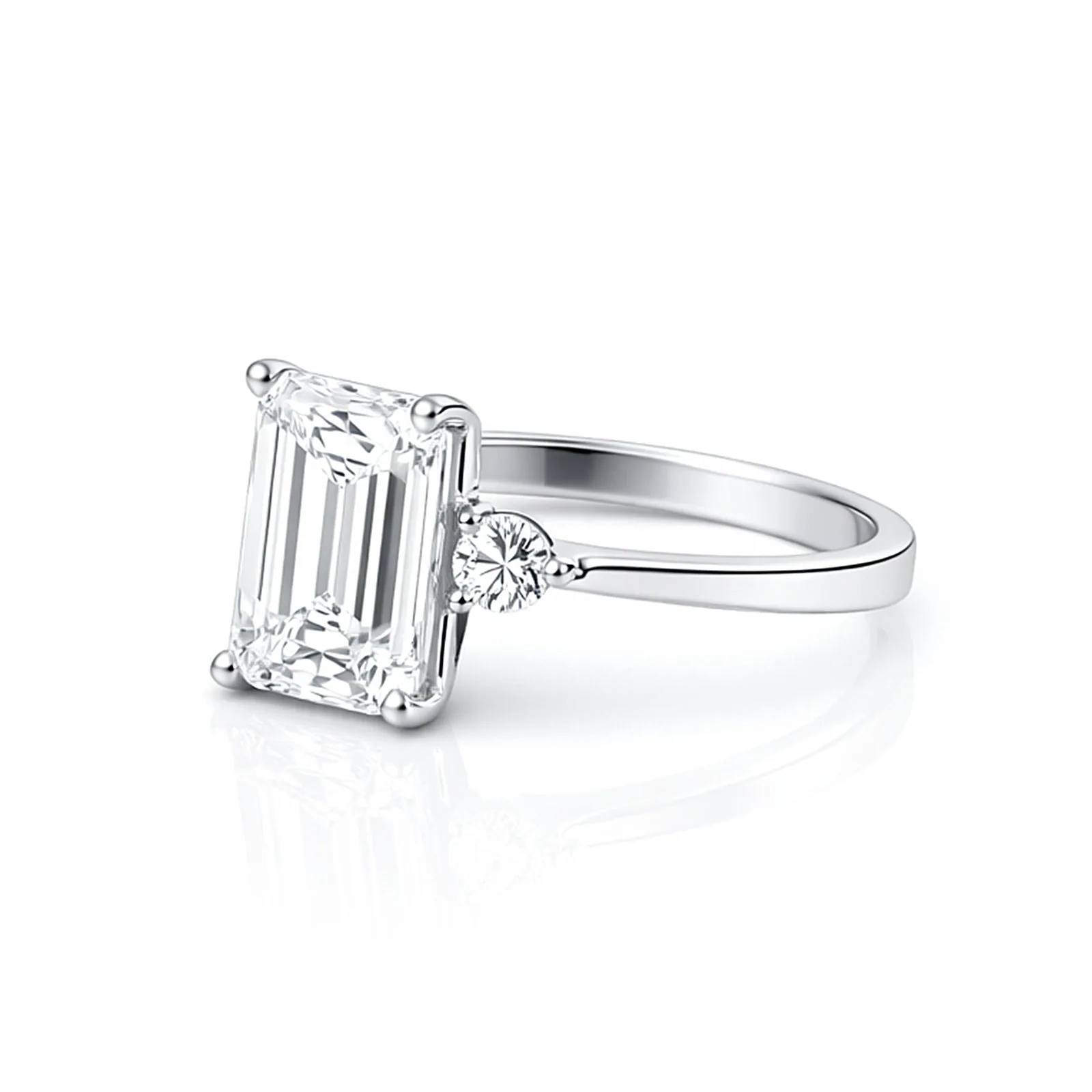 5.7ct DEW White Moissanite Emerald Solitaire Ring - view 2