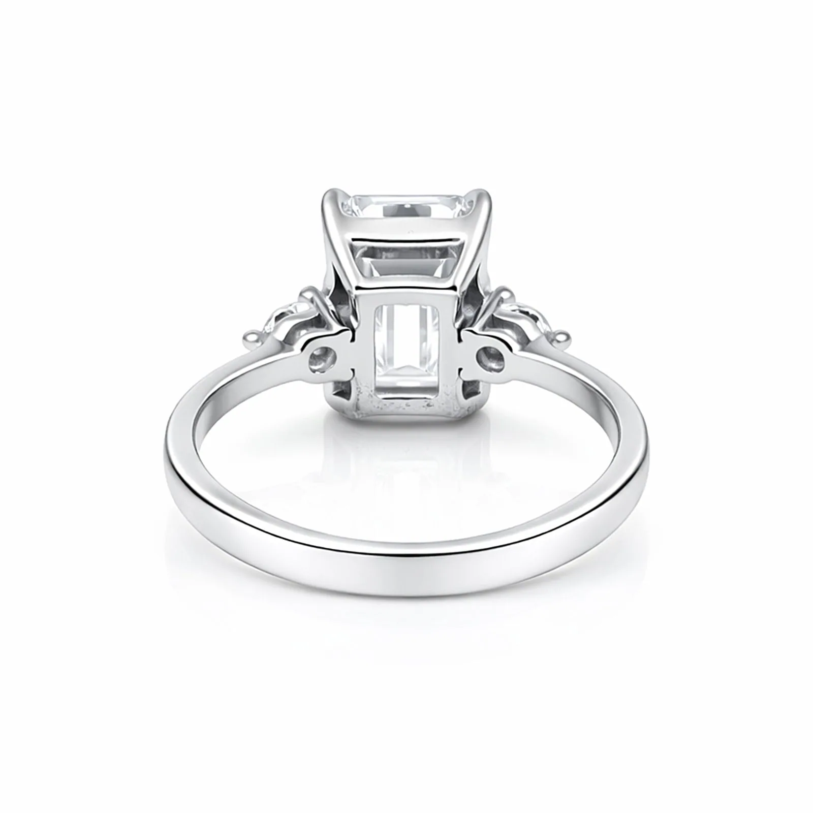 5.7ct DEW White Moissanite Emerald Solitaire Ring - view 3
