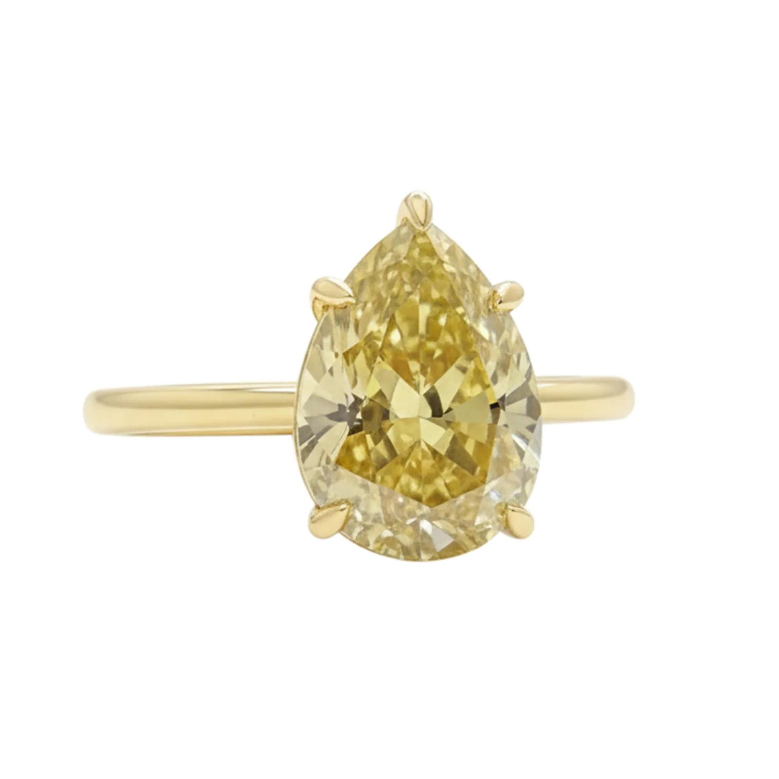 9.30 ct DEW Champagne Treated Moissanite Solitaire Ring in 18K Gold Plated
