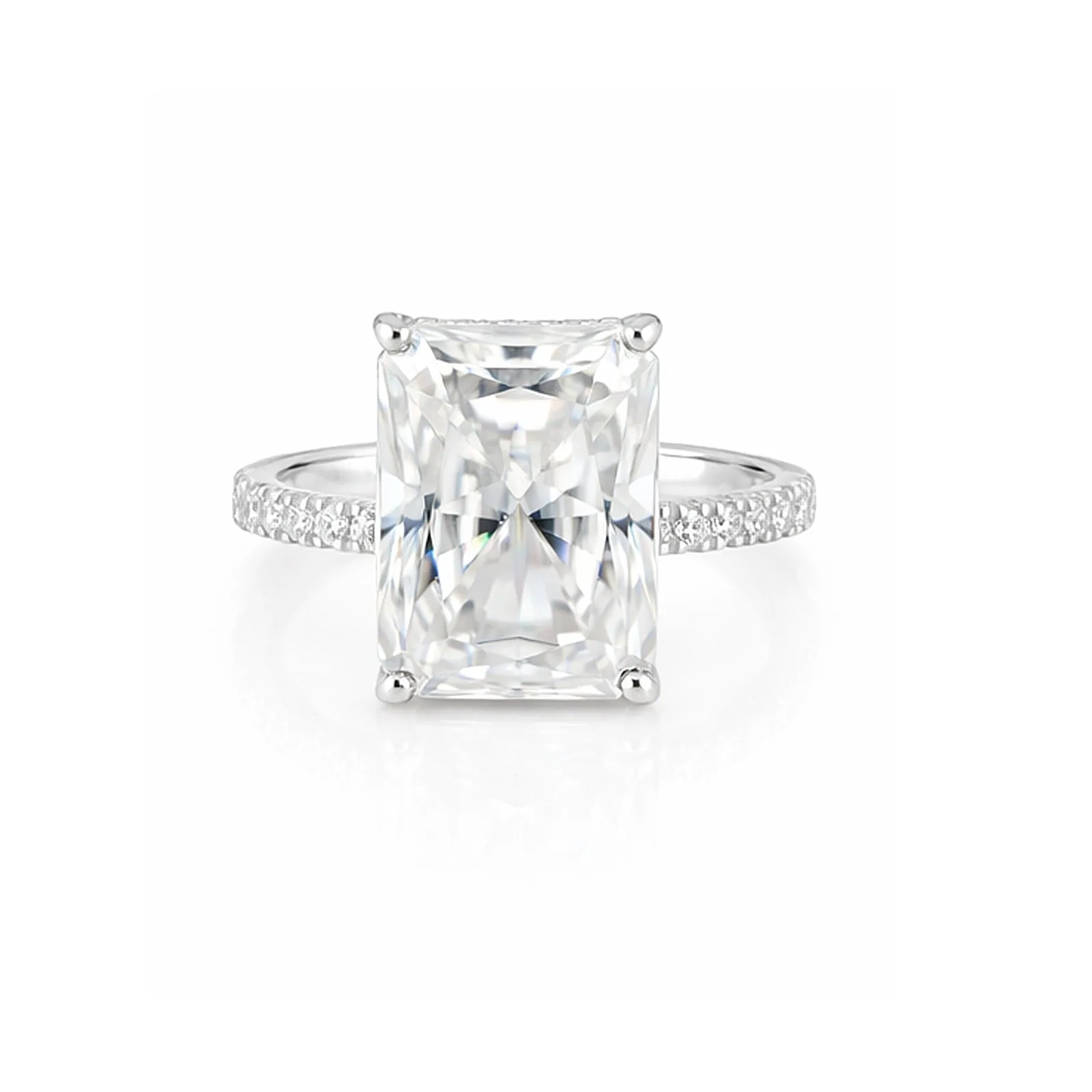 18.10 ct DEW Certified Radiant Cut Moissanite Ring For Birthday Gift Idea – 18K Gold Vermeil