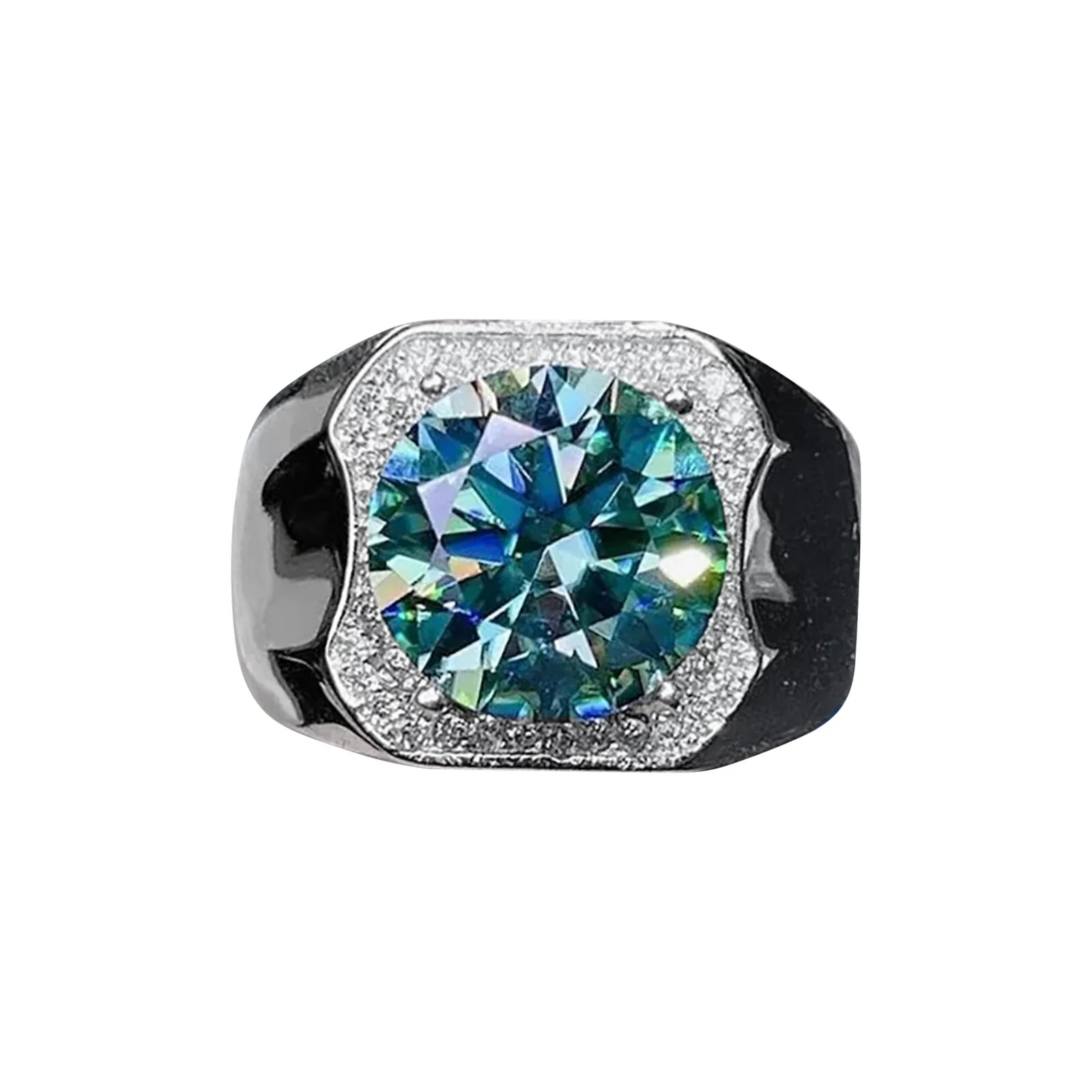 5.80 ct DEW Certified Round Cut Blue Moissanite Solitaire Ring In Gold Vermeil