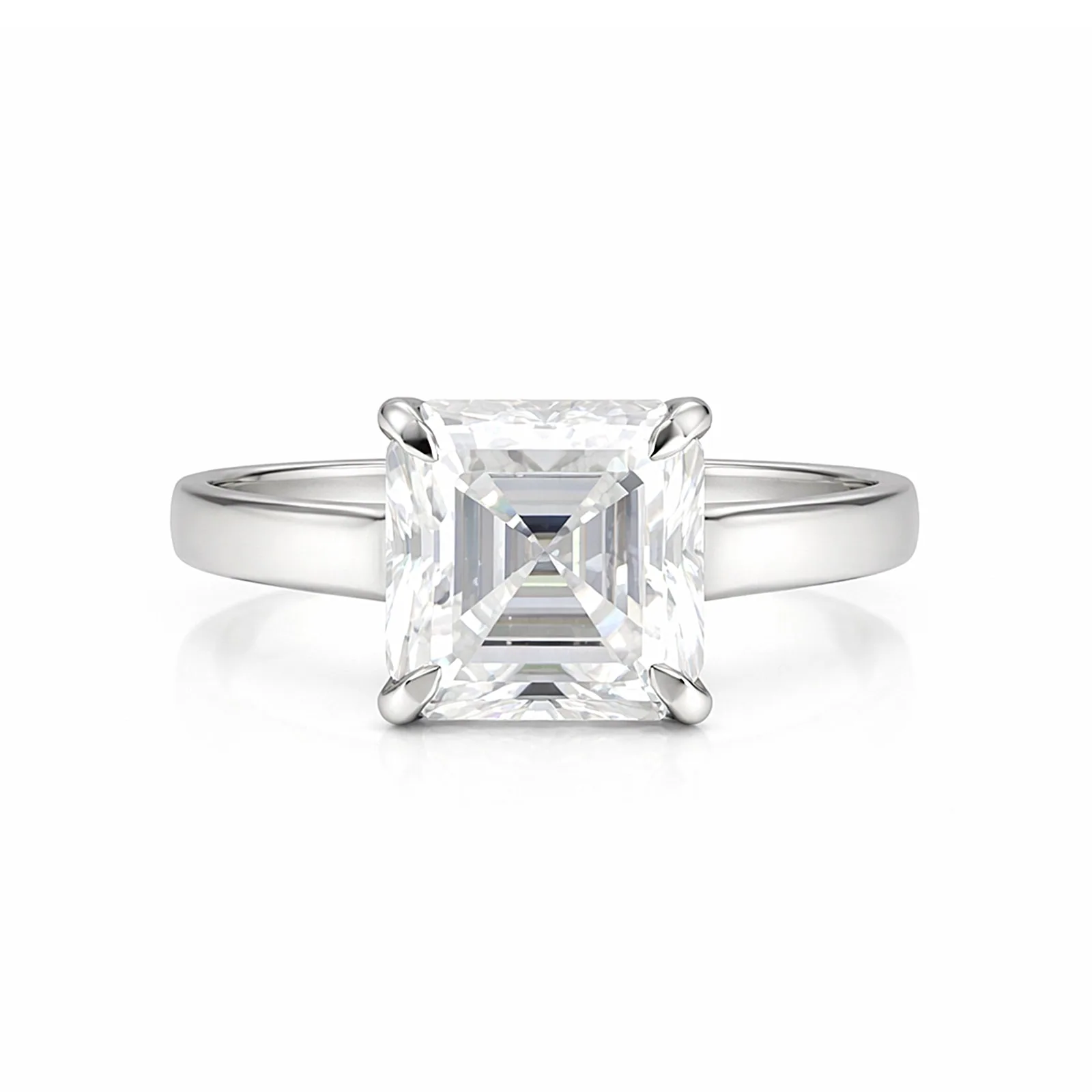 17.0ct DEW White Moissanite Asscher Solitaire Ring