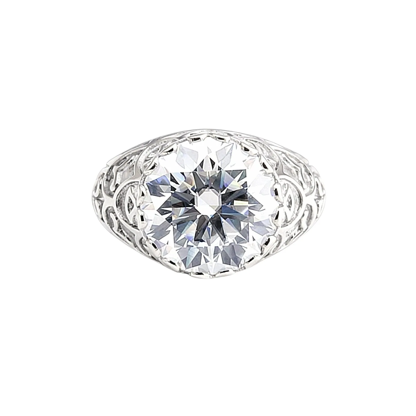 3.60 Ct Round Cut Moissanite Ring — VS1 Clarity, 18k Gold Vermeil