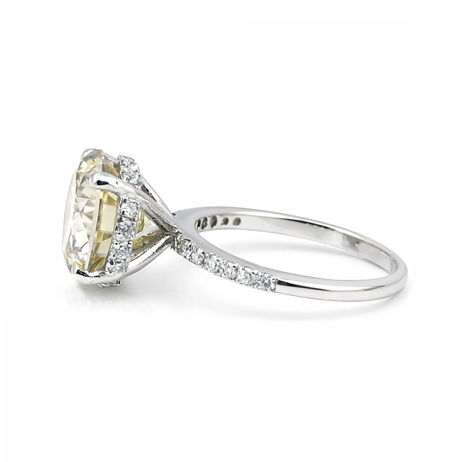 10.50 ct DEW Champagne Moissanite Ring in Prong Set Certified Stone – 18K Gold Vermeil - view 4