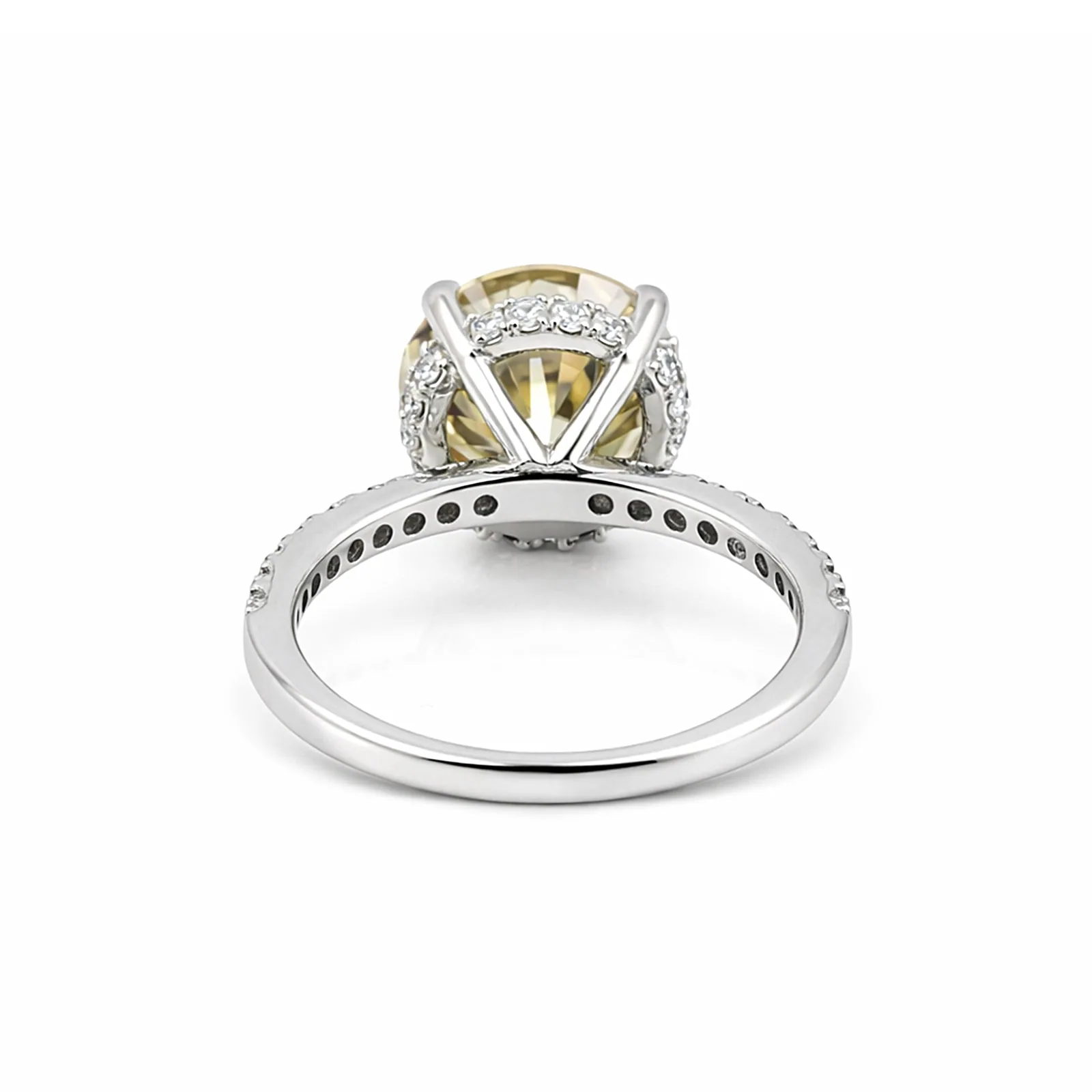 10.50 ct DEW Champagne Moissanite Ring in Prong Set Certified Stone – 18K Gold Vermeil - view 5