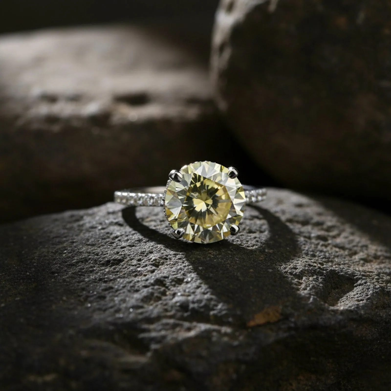 10.50 ct DEW Champagne Moissanite Ring in Prong Set Certified Stone – 18K Gold Vermeil - view 6
