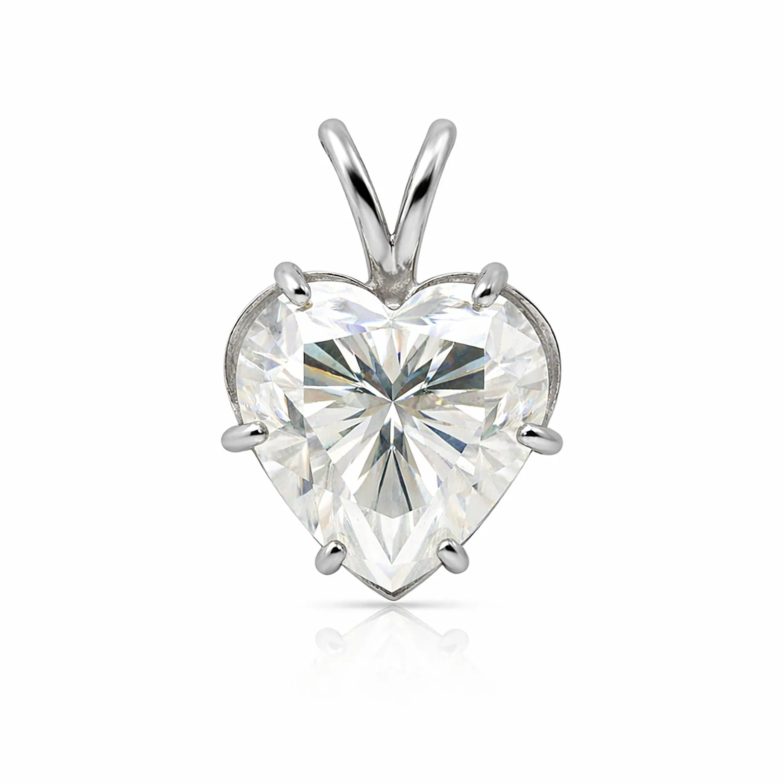 10.00ct DEW White Moissanite Heart Cut Pendant Necklace - view 4