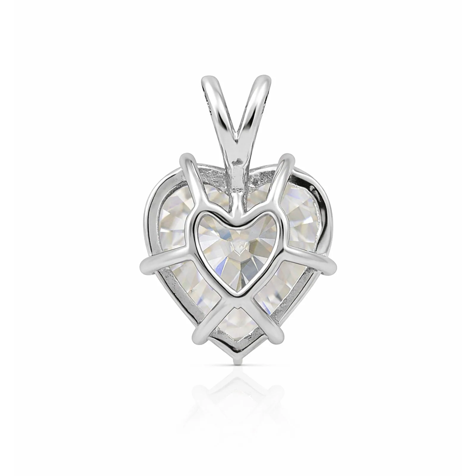10.00ct DEW White Moissanite Heart Cut Pendant Necklace - view 6