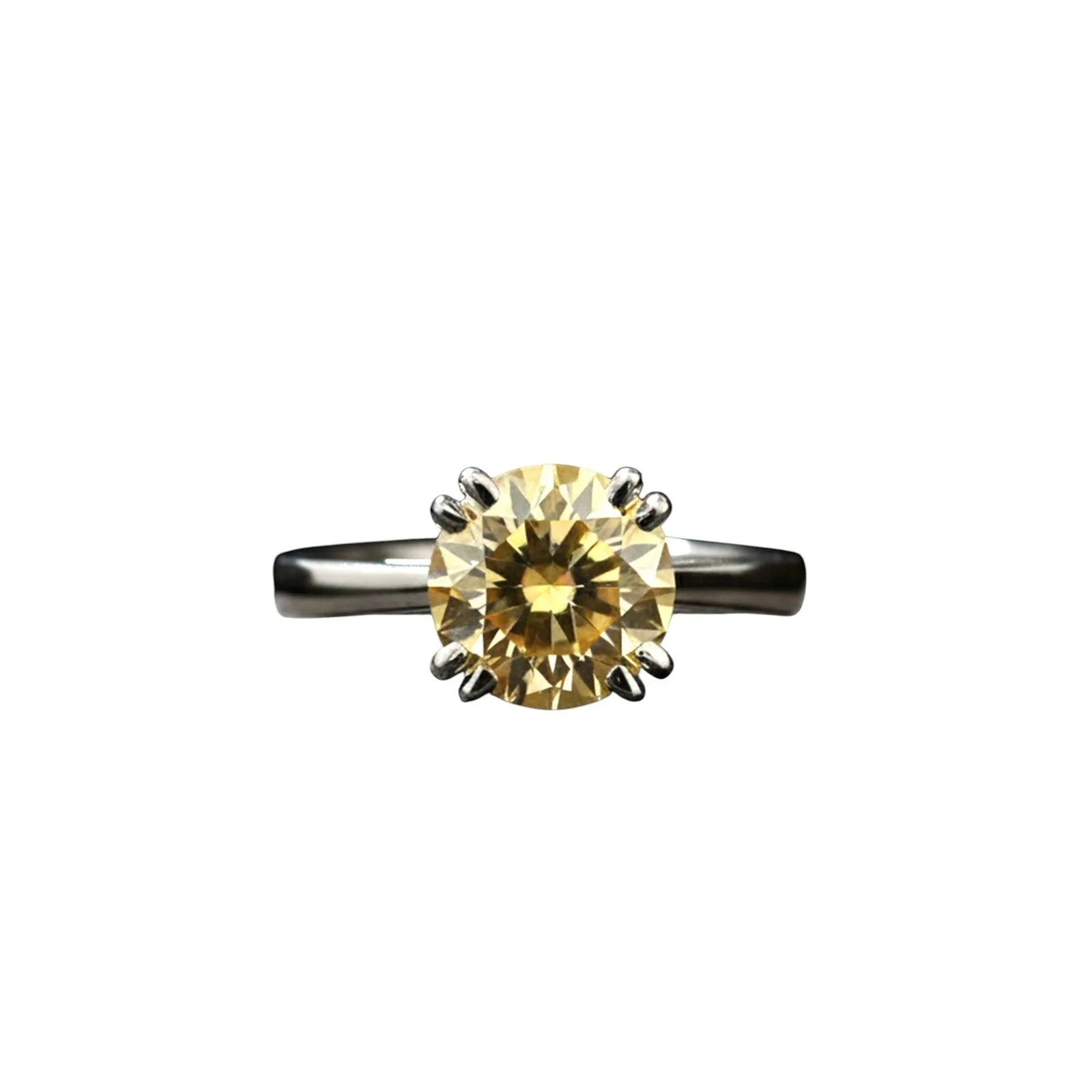 3.00 Ct Round Cut Champagne Moissanite Ring — VS1 Clarity, 18k Gold Vermeil